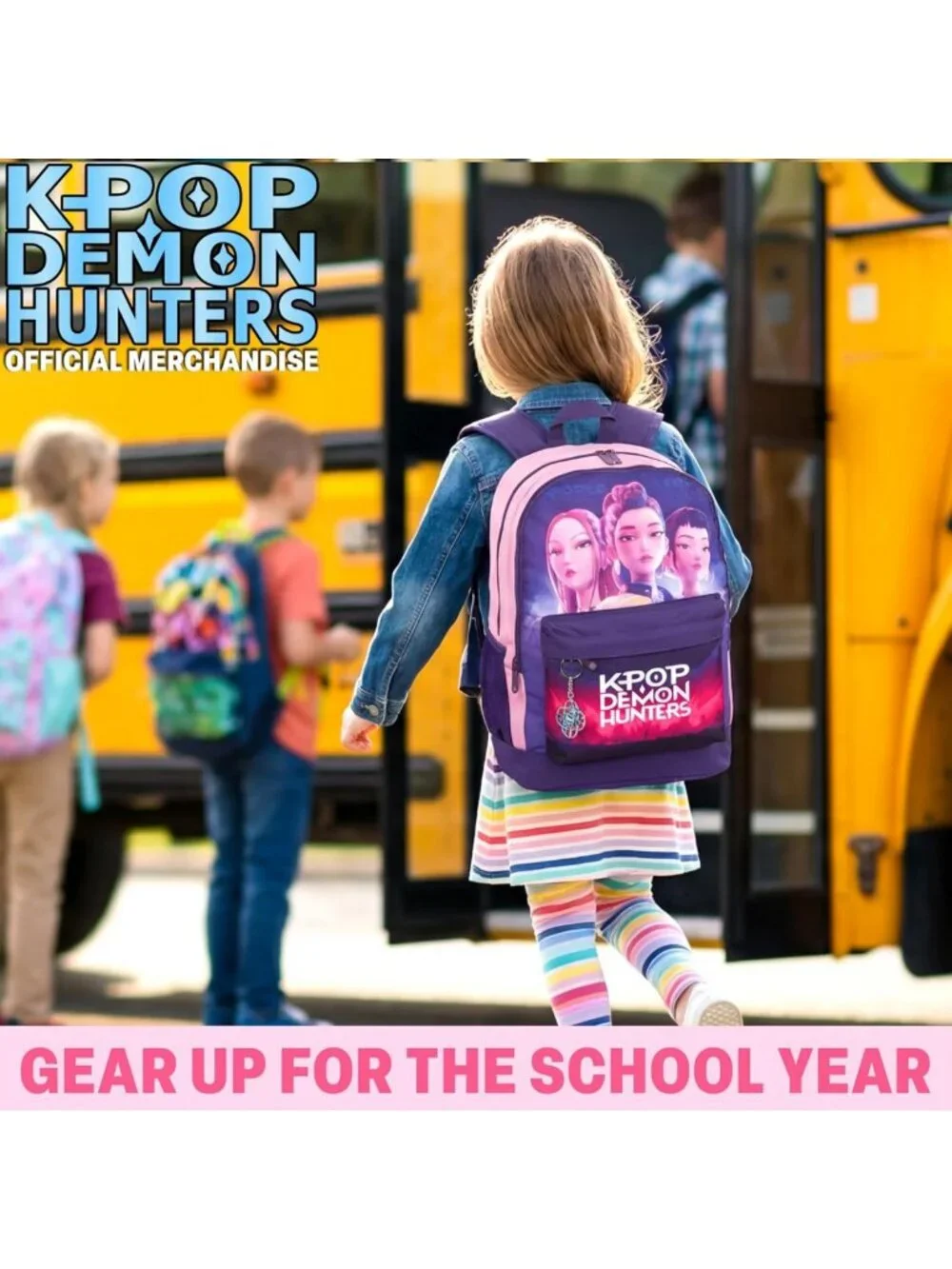 KPop-Inspired Demon Hunter Backpack for Girls, 18in Lightweight School Bag